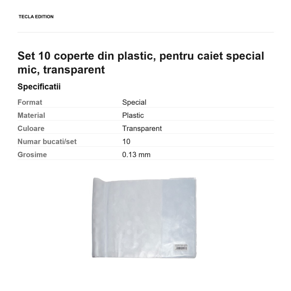 Set 10 coperte din plastic, pentru caiet special mic, transparent [3]