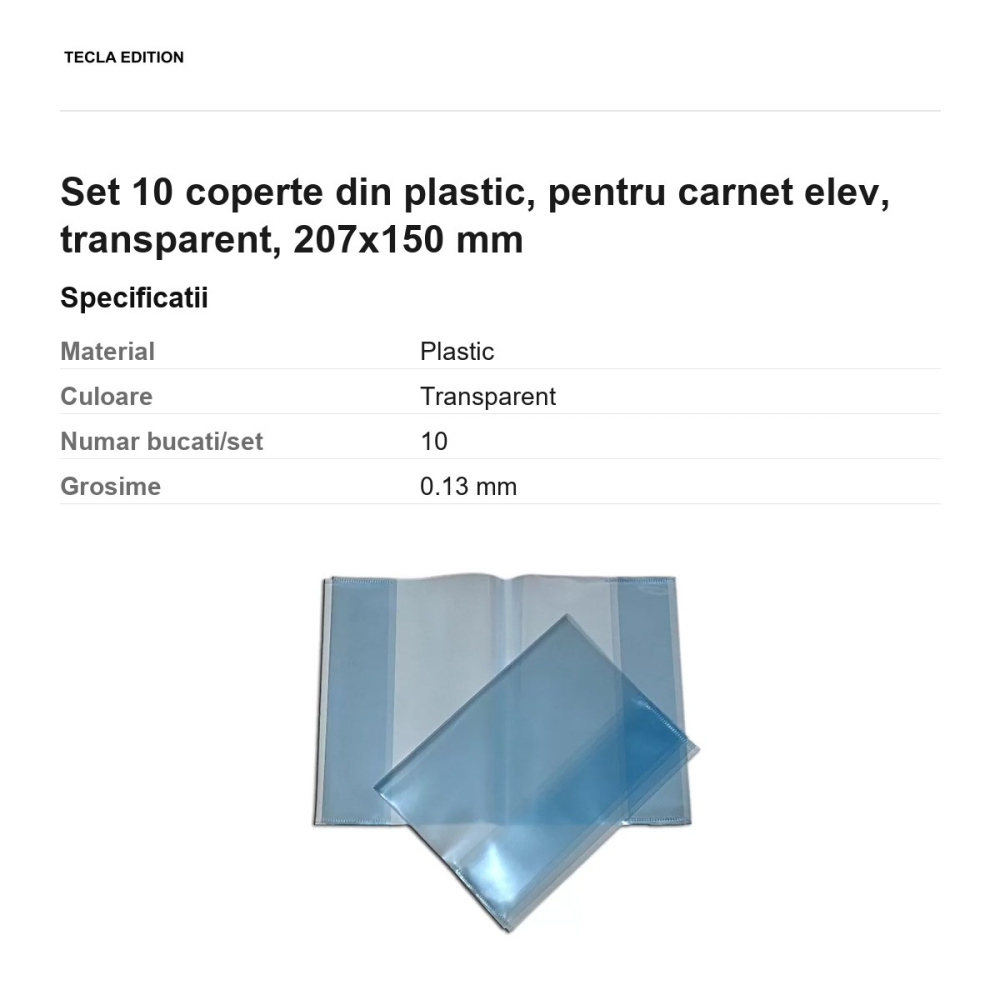 Set 10 coperte din plastic, pentru carnet elev, transparent, 207x150 mm [3]