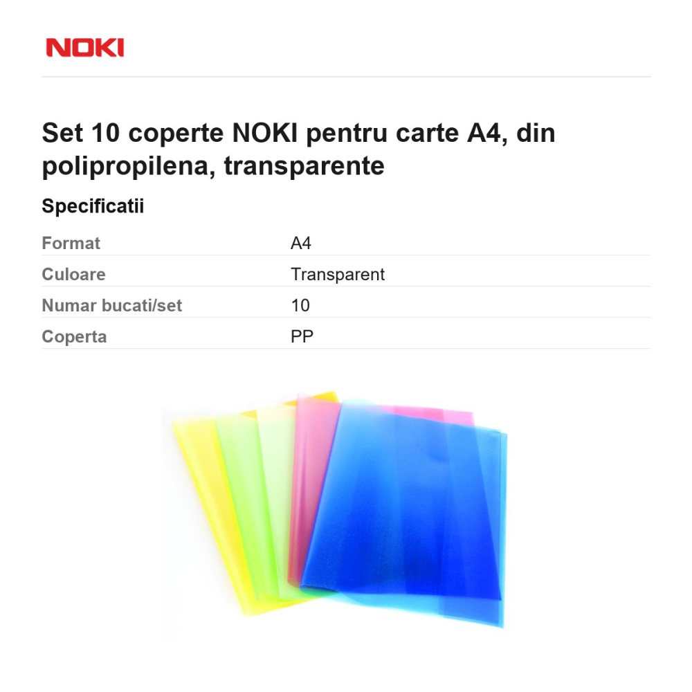 Set 10 coperte NOKI pentru carte A4, din polipropilena, transparente [3]