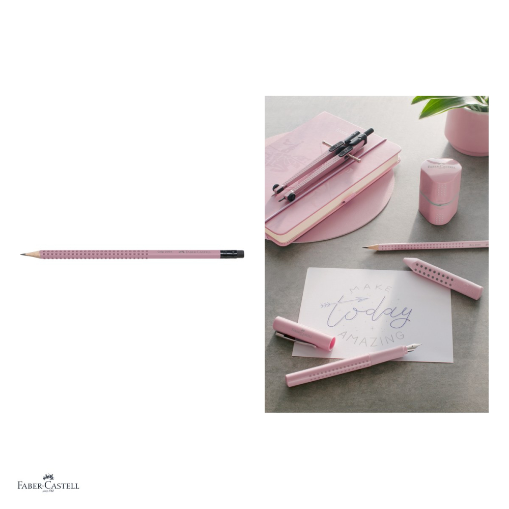 Set 10 creioane grafit cu guma Faber-Castell Grip 2001 Rose, mina B, forma triunghiulara ergonomica [4]