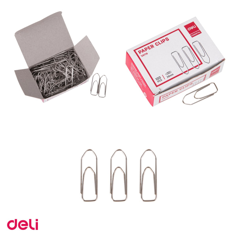 Set 10 cutii agrafe Deli din metal, 28 mm, 100 bucati pe cutie, argintii [4]