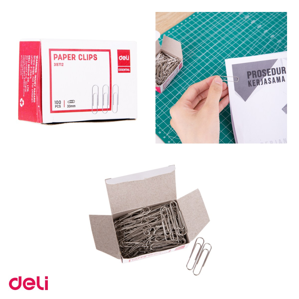 Set 10 cutii agrafe Deli din metal, 33 mm, 100 bucati pe cutie, argintii [4]