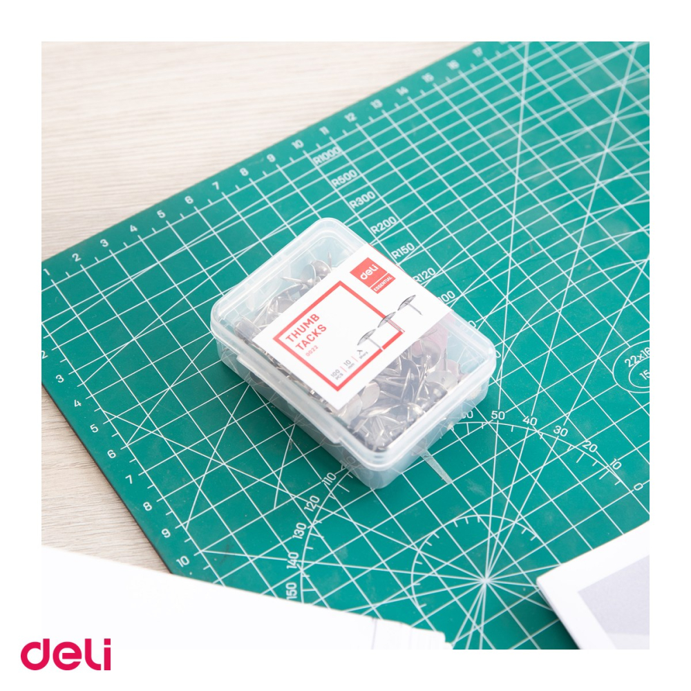 Set 10 cutii de plastic cu pioneze Deli cu cap din inox, 10 mm, 100 bucati pe cutie [5]