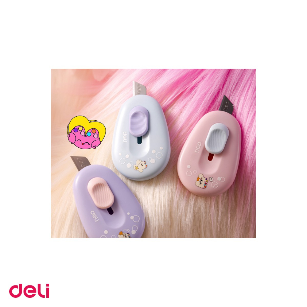 Set 10 cuttere mini Deli M155, lama retractabila din aliaj, culori pastel asortate [5]