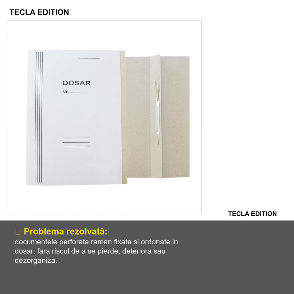 Set 10 dosare carton cu sina Tecla Edition, format A4, carton duplex 225 g/mp, pentru organizare si arhivare [2]