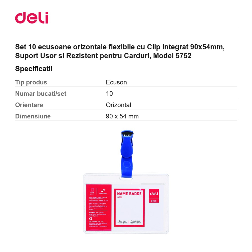 Set 10 ecusoane orizontale flexibile cu Clip Integrat 90x54mm, Suport Usor si Rezistent pentru Carduri, Model 5752 [3]