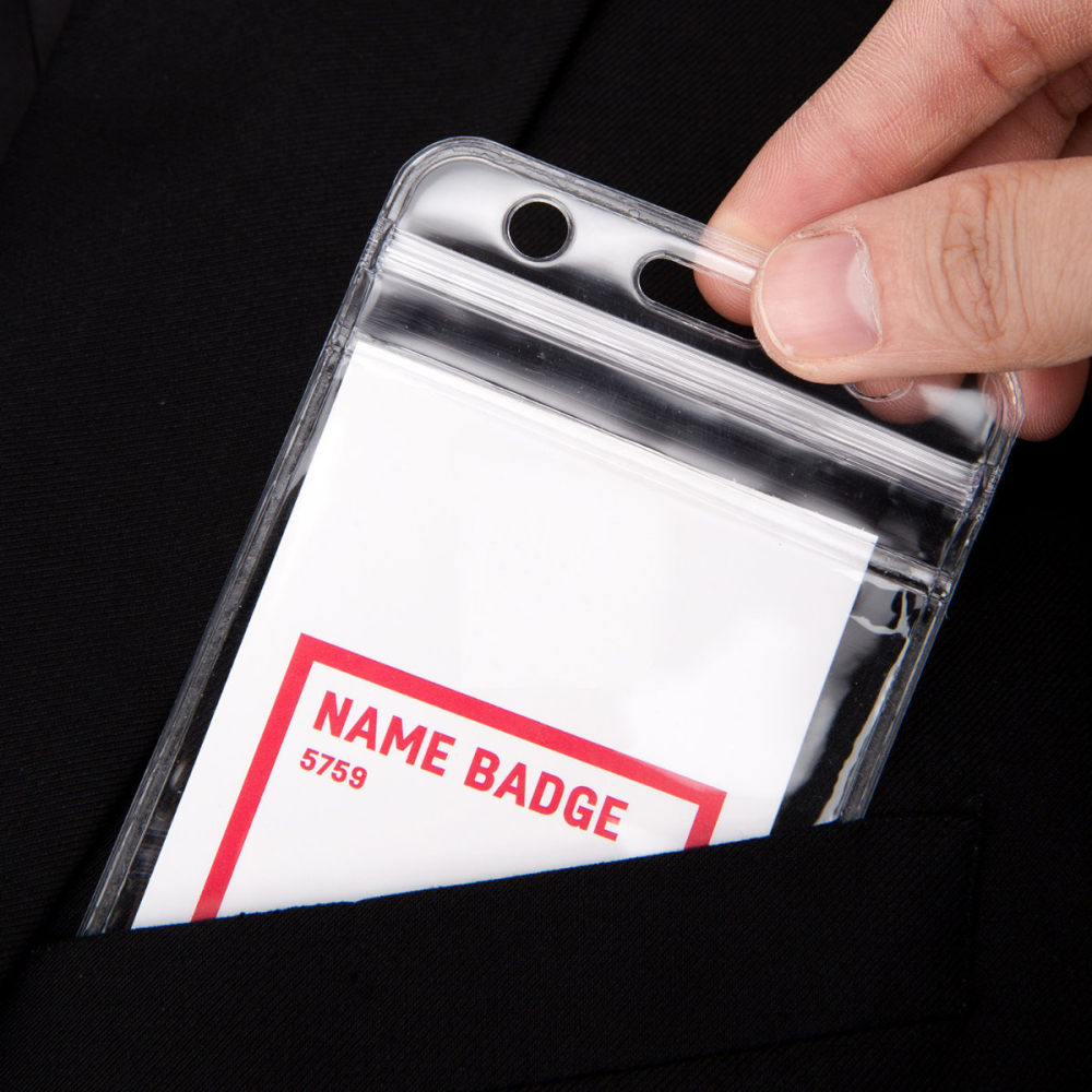 Set 10 Ecusoane Verticale Impermeabile 56x91mm cu Zip Ermetic si Prindere Universala - Suporturi pentru Badge-uri Verticale, Model 5759 [4]