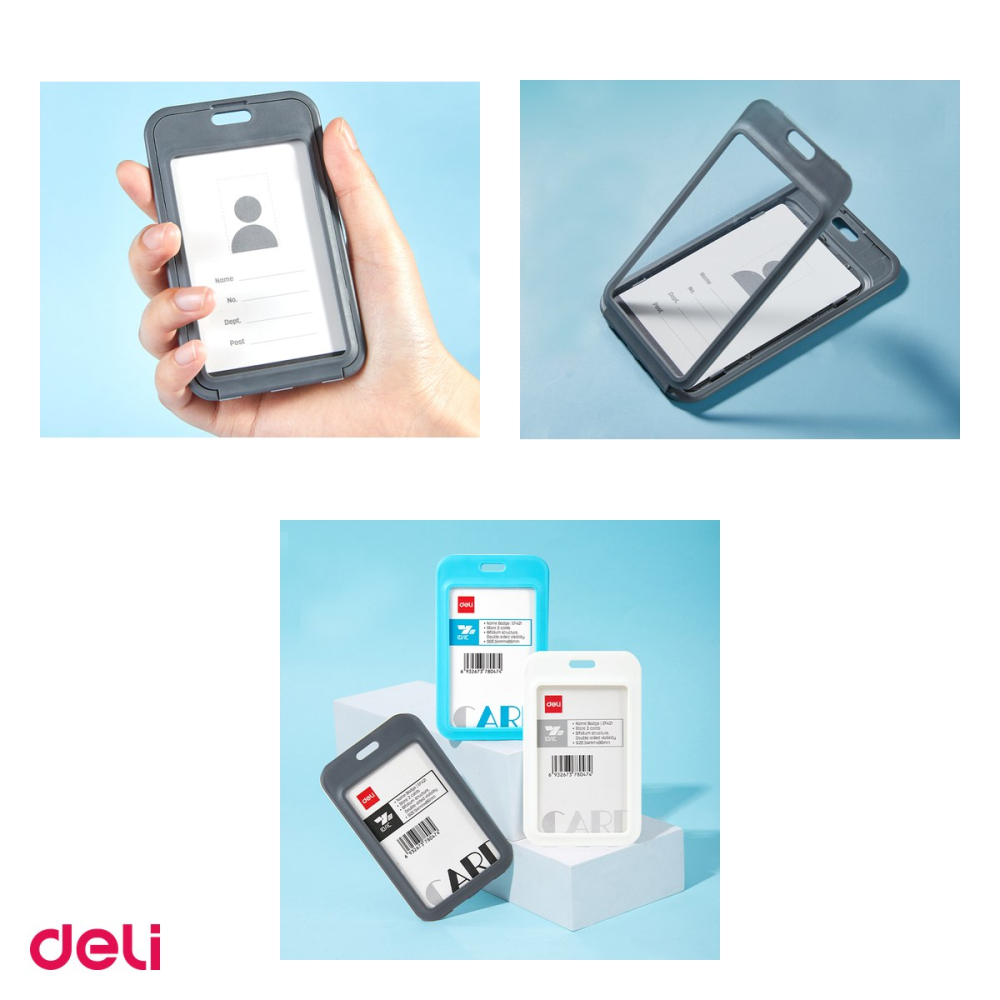 Set 10 ecusoane verticale rigide ABS cu 2 Fete si Snur Textil, Set Complet pentru Badge Vertical Dublu, Model EF421, Culori Asortate [4]