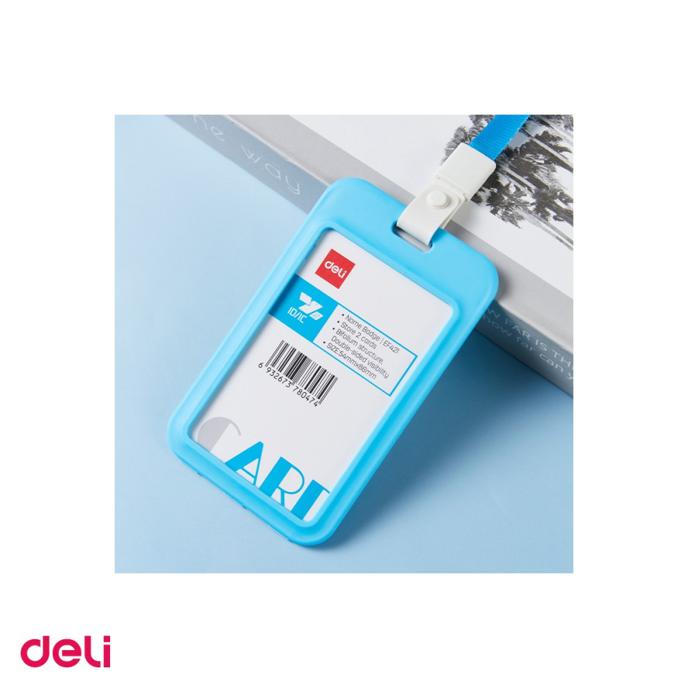 Set 10 ecusoane verticale rigide ABS cu 2 Fete si Snur Textil, Set Complet pentru Badge Vertical Dublu, Model EF421, Culori Asortate [5]