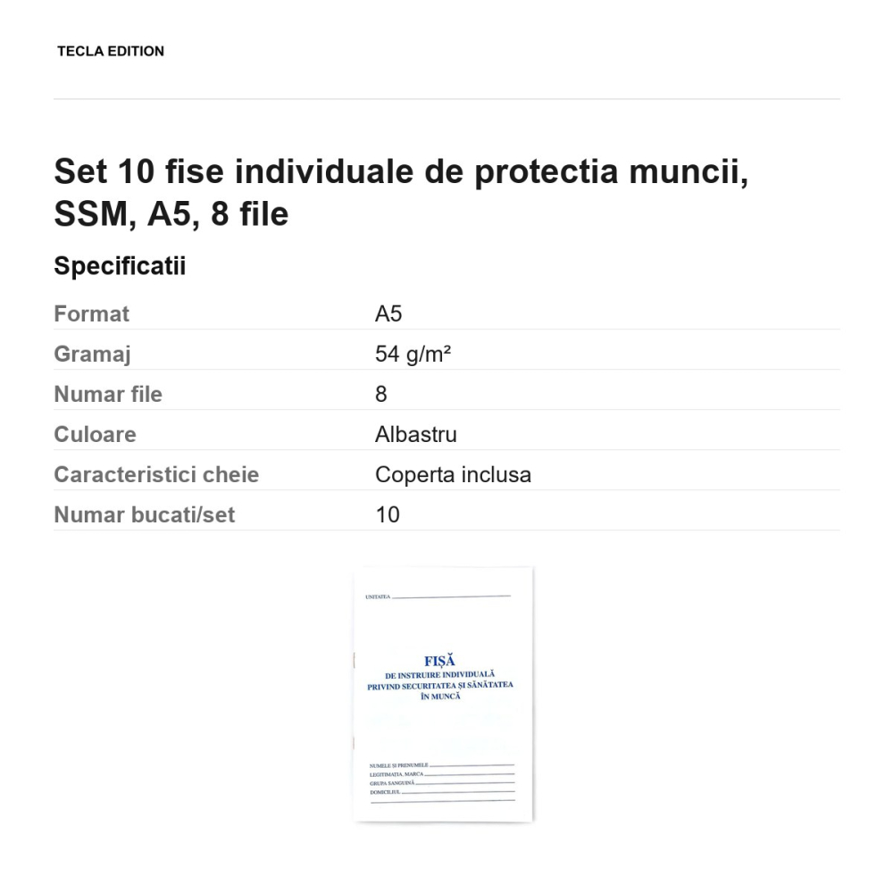 Set 10 fise individuale de protectia muncii, SSM, A5, 8 file [3]