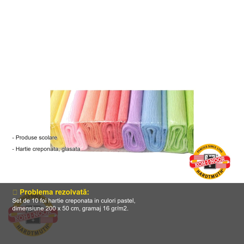 Set 10 foi hartie creponata Koh-I-Noor, culori pastel, pentru decoratiuni si activitati craft [2]