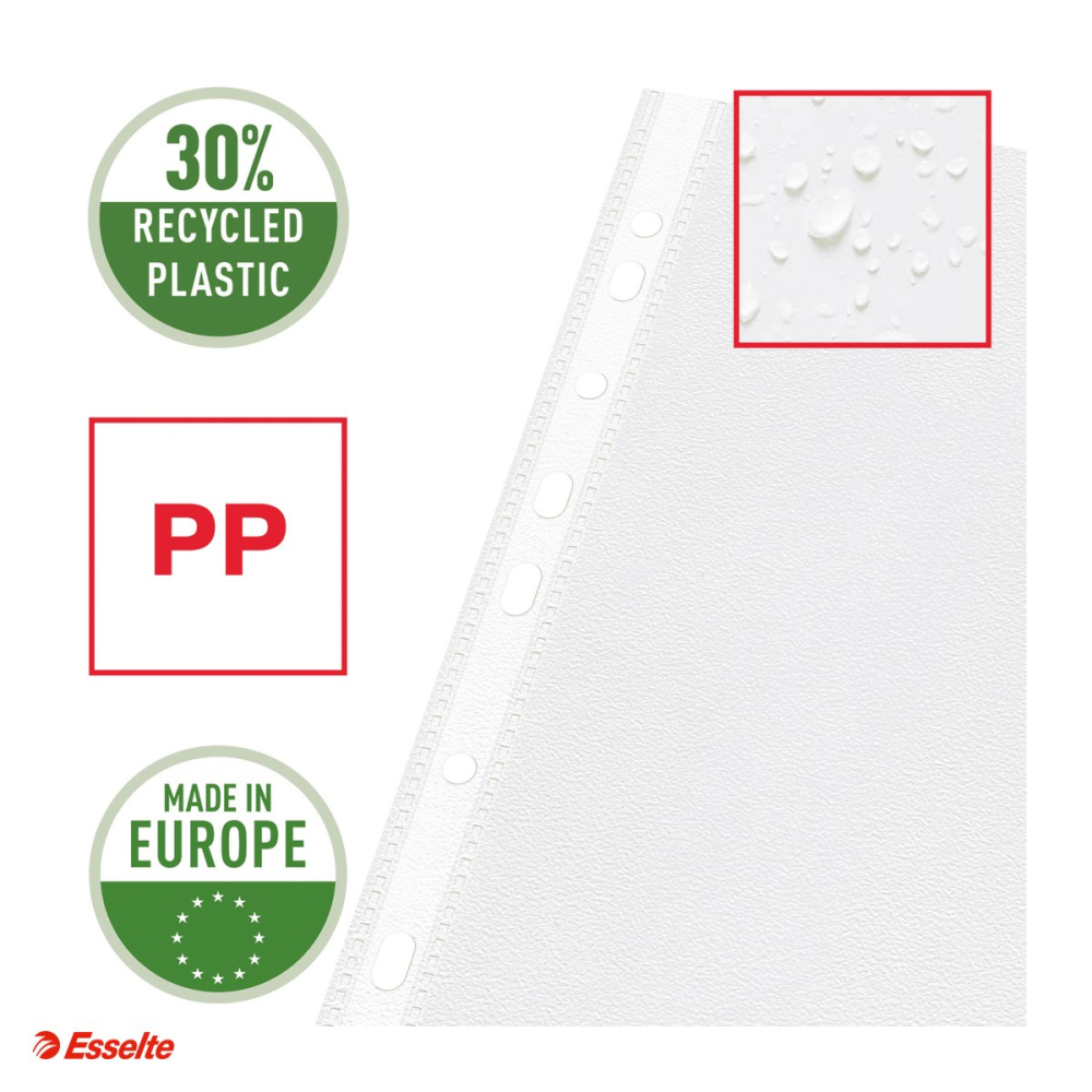 Set 10 folii de protectie Esselte, PP, A4, cu clapa laterala, 100 microni, standard, pentru arhivare, incolor [4]