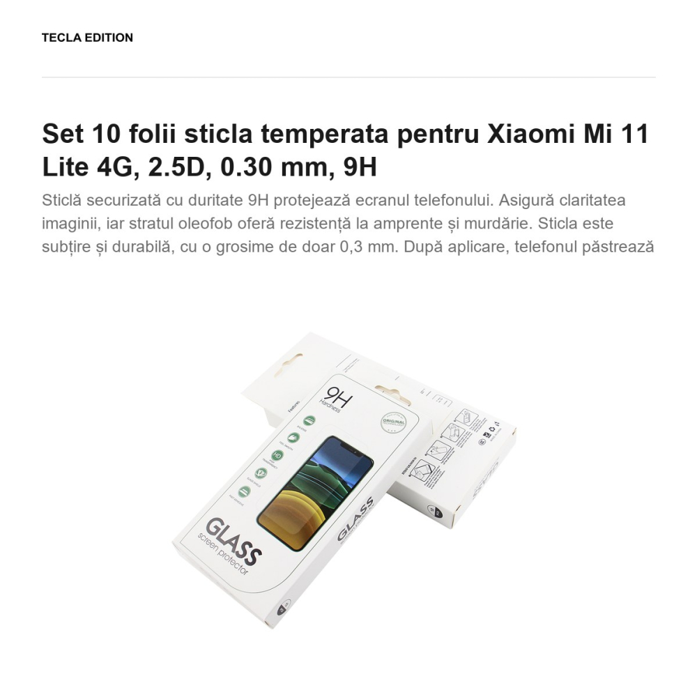 Set 10 folii sticla temperata pentru Xiaomi Mi 11 Lite 4G, 2.5D, 0.30 mm, 9H [2]