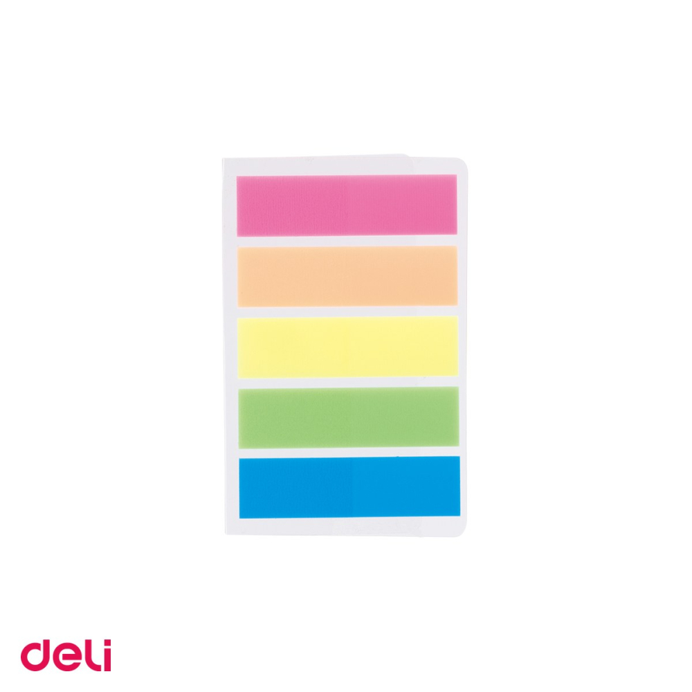 Set 10 indexuri adezive plastic Deli, 5 culori, 12x44mm, pentru organizare documente si dosare [4]