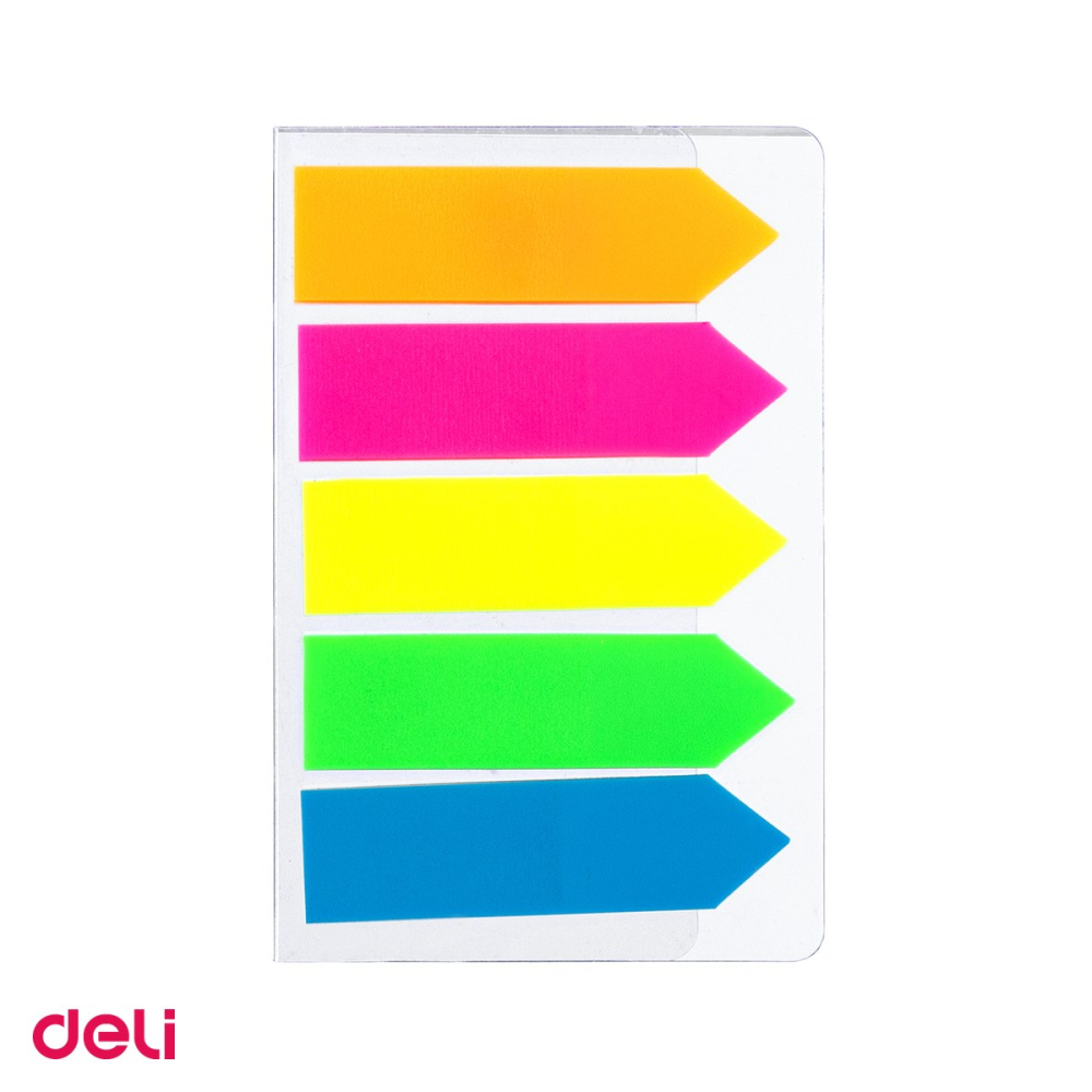 Set 10 indexuri adezive plastic sageata Deli, 5 culori, 12x43mm, pentru organizare documente si dosare [4]