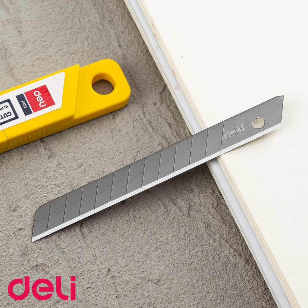 Set 10 lame cutter mici Deli, inox, 80x9x0.4 mm, pentru cuttere de birou si hobby [4]