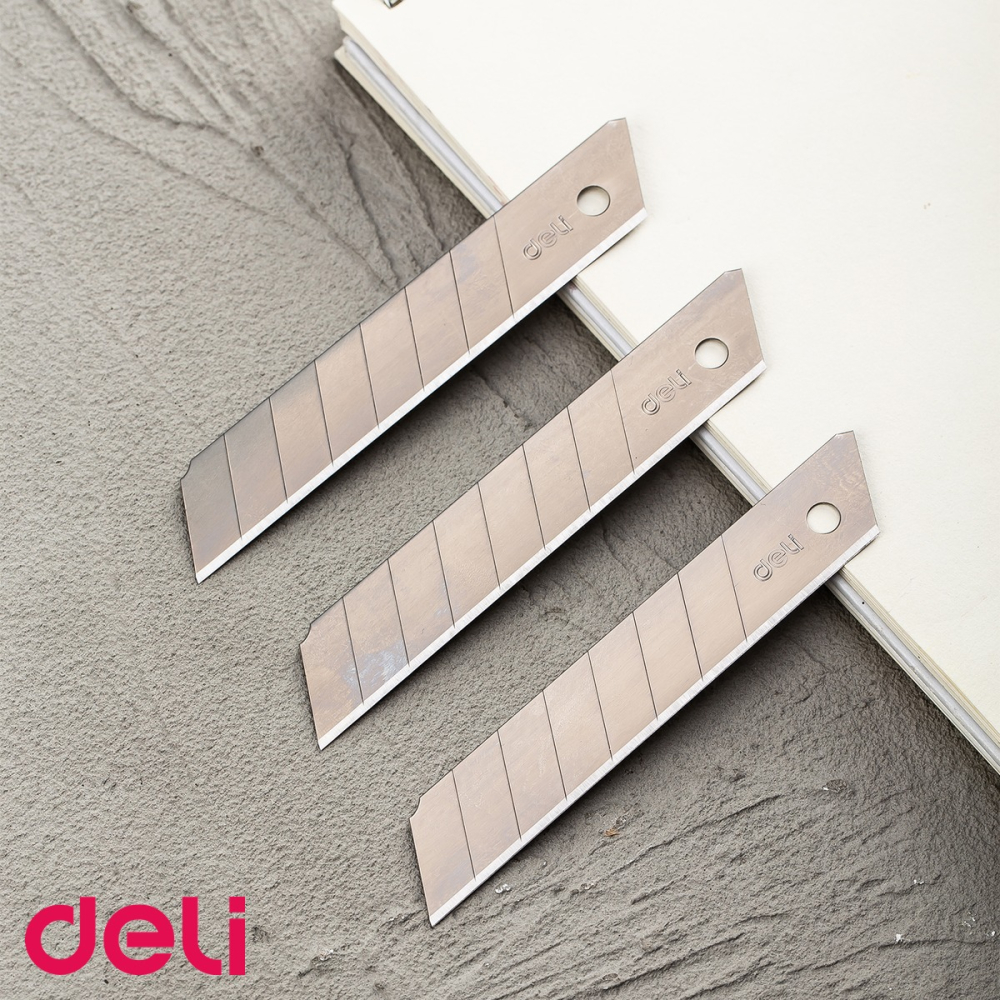 Set 10 lame inox pentru cutter mare Deli, 100x18x0.5 mm, taiere precisa si durabila [5]