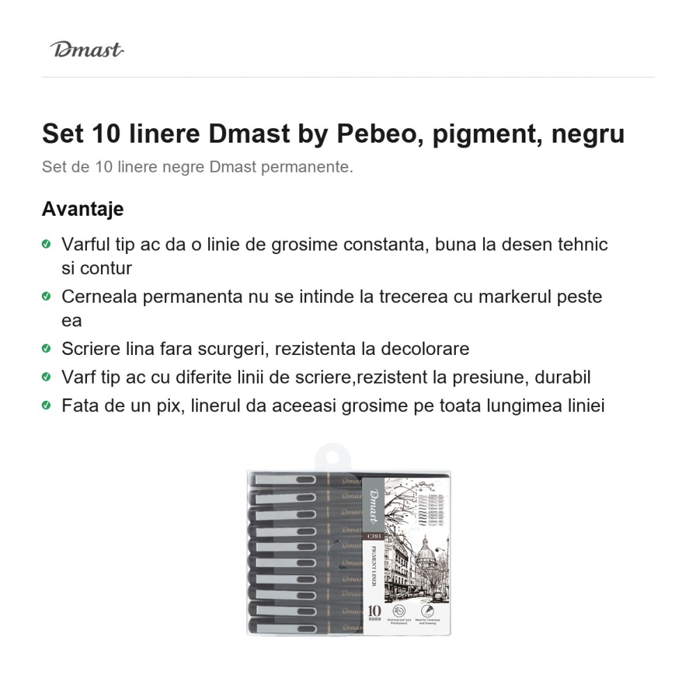 Set 10 linere Dmast by Pebeo, pigment, negru [2]