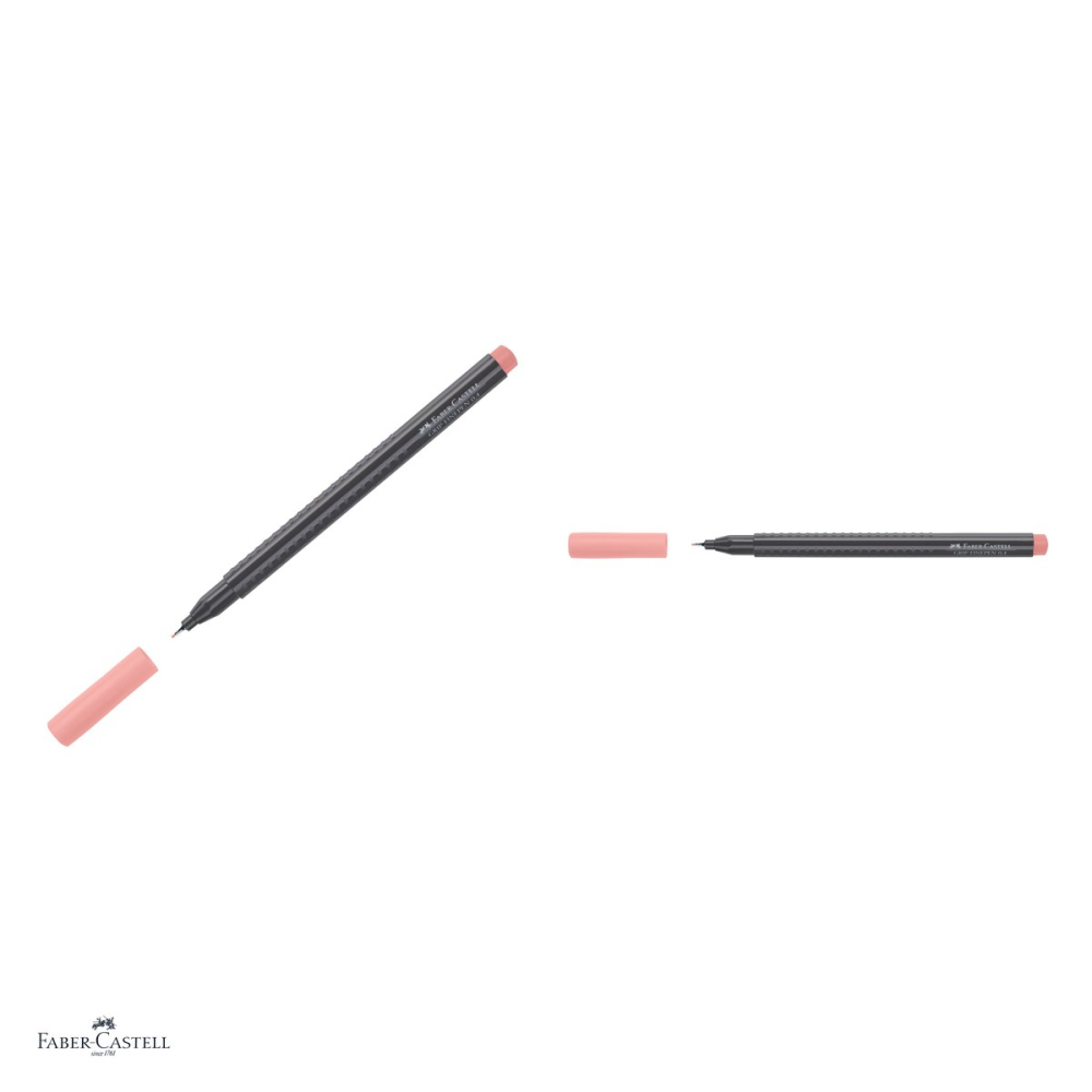 Set 10 linere Faber-Castell Grip Finepen, varf 0,4 mm montat in metal, cerneala pe baza de colorant alimentar, forma triunghiulara cu zona Grip, se spala din textile, visiniu, antiderapante [4]