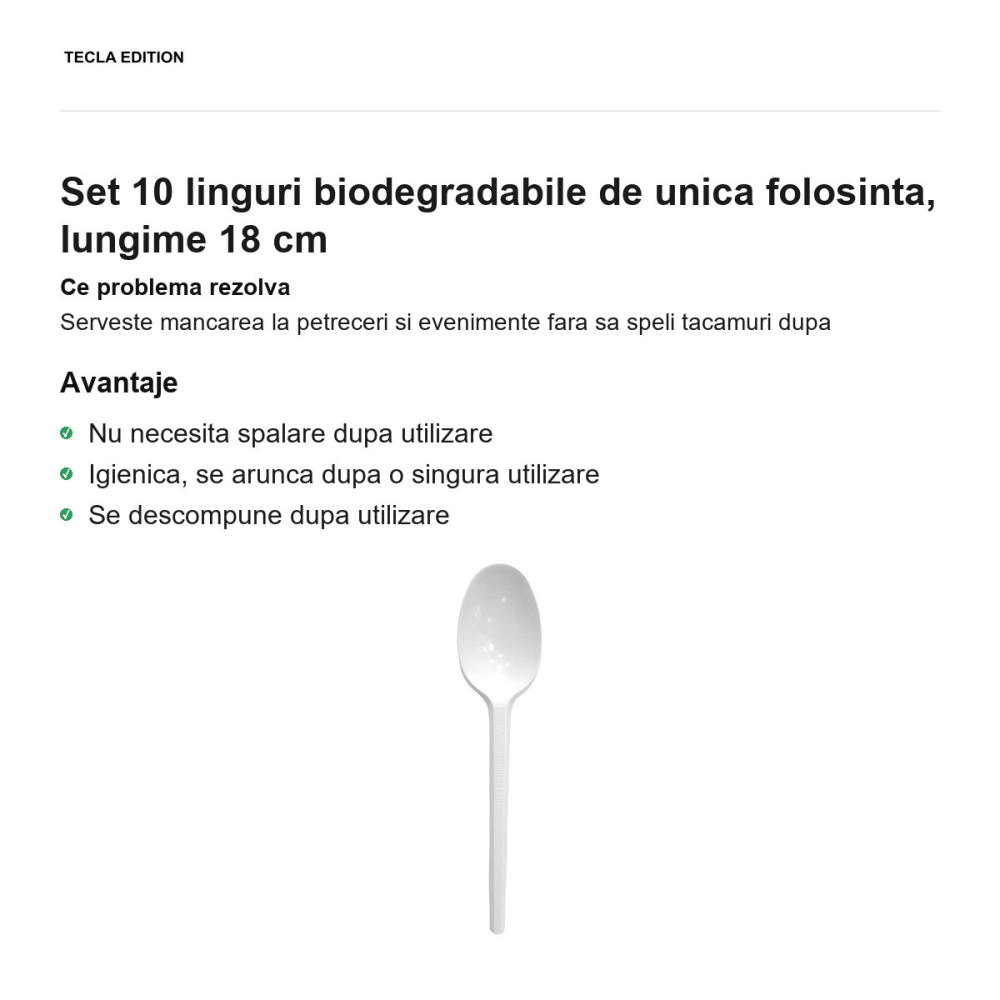 Set 10 linguri biodegradabile de unica folosinta, lungime 18 cm [2]