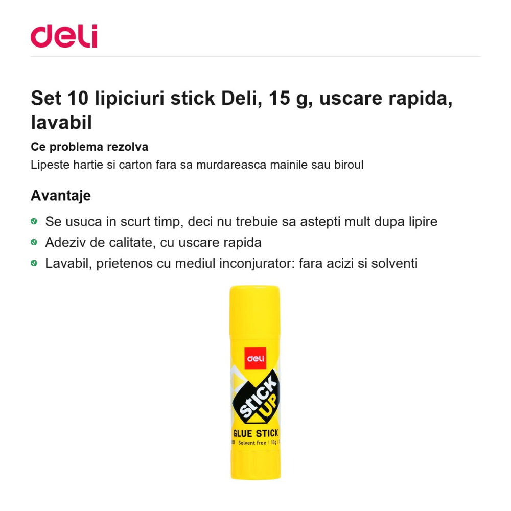 Set 10 lipiciuri stick Deli, 15 g, uscare rapida, lavabil [2]