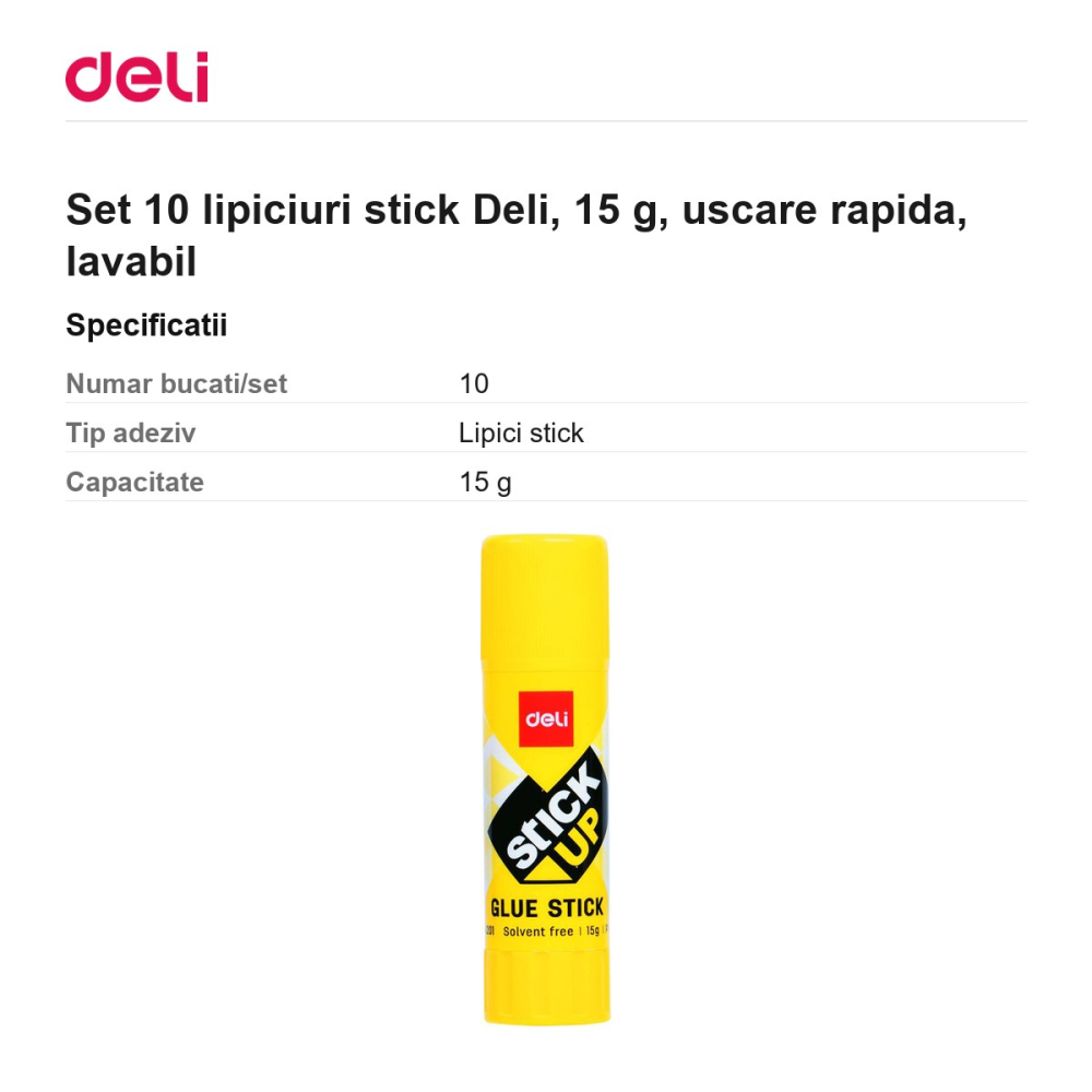 Set 10 lipiciuri stick Deli, 15 g, uscare rapida, lavabil [3]