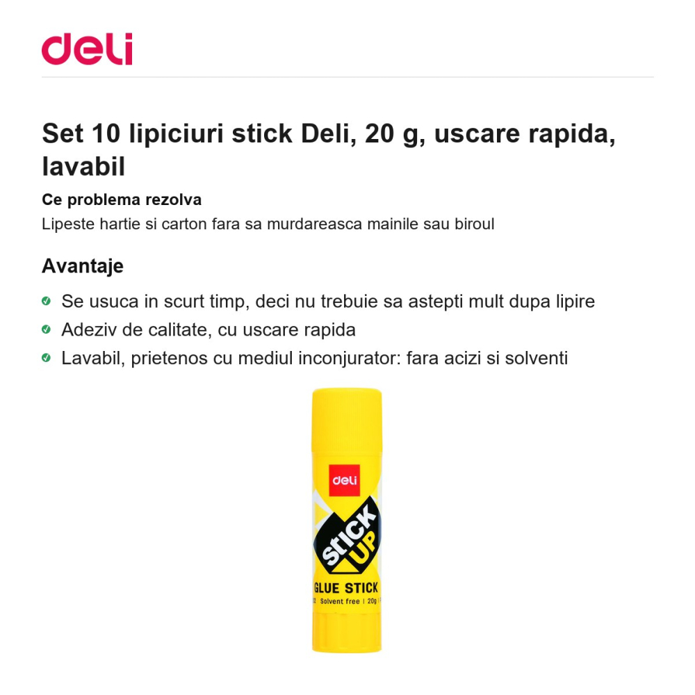 Set 10 lipiciuri stick Deli, 20 g, uscare rapida, lavabil [2]