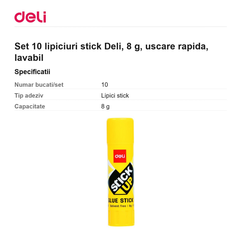 Set 10 lipiciuri stick Deli, 8 g, uscare rapida, lavabil [3]