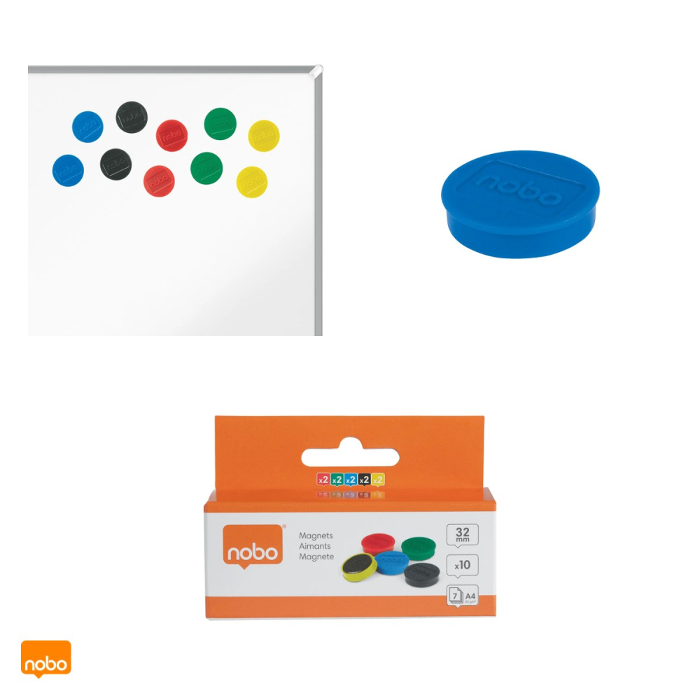 Set 10 magneti Nobo, pentru whiteboard, 32 mm, culori asortate [5]
