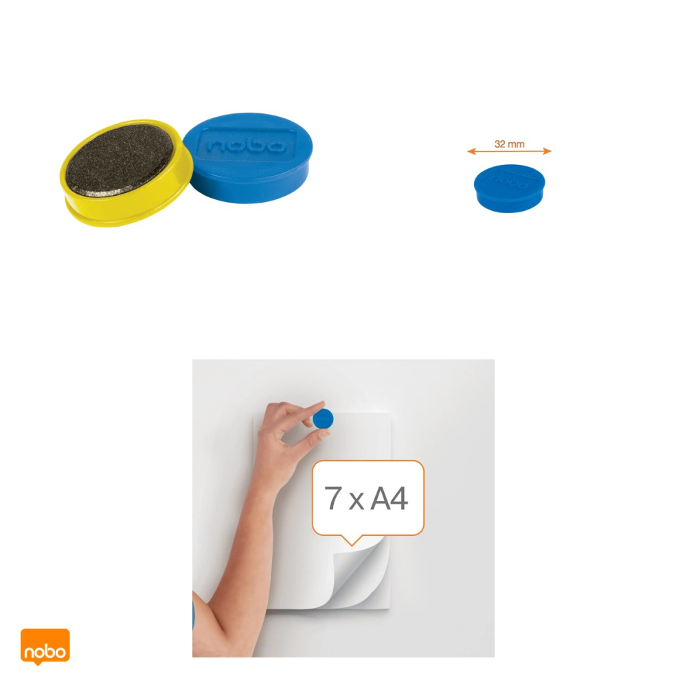 Set 10 magneti Nobo, pentru whiteboard, 32 mm, culori asortate [4]