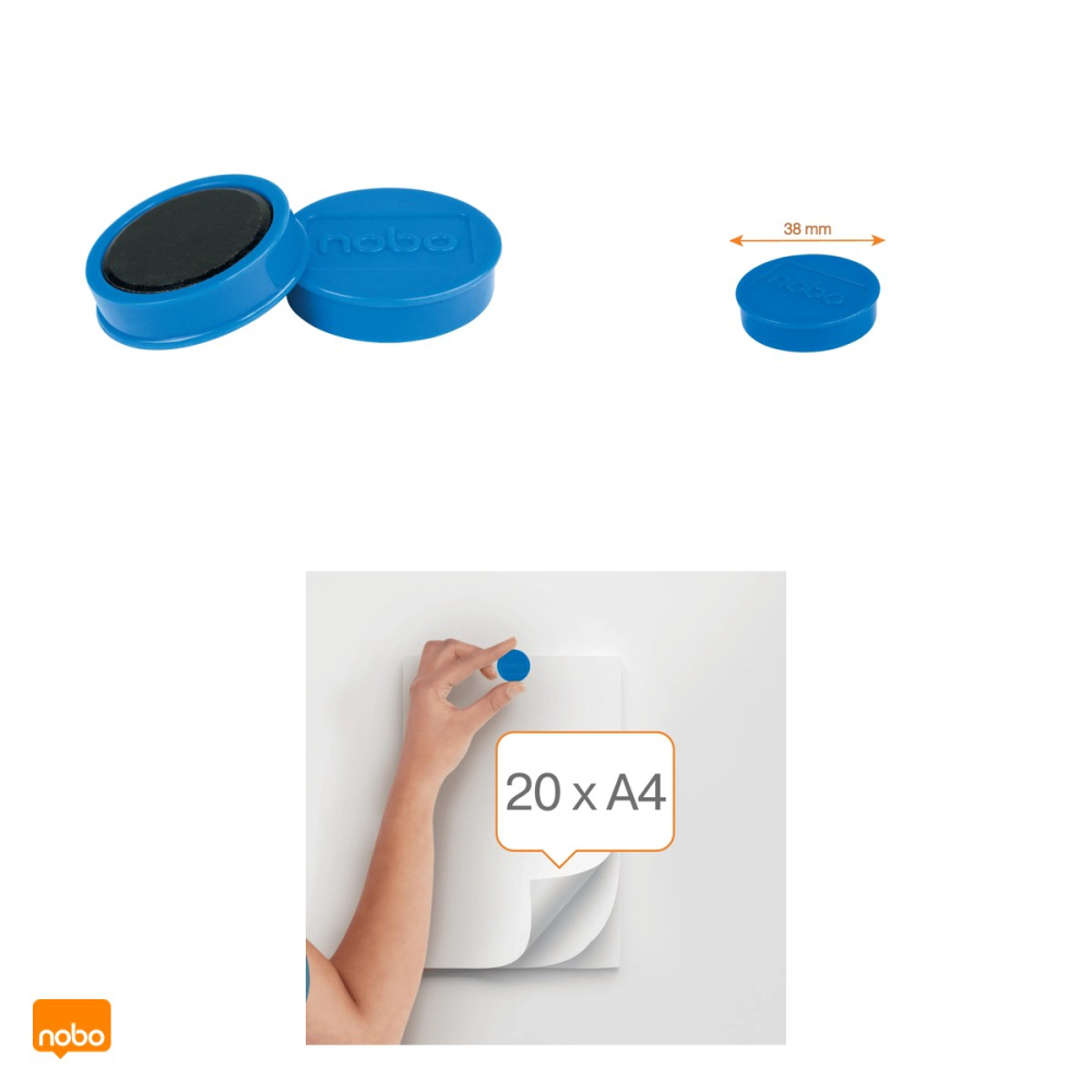 Set 10 magneti Nobo, pentru whiteboard, 38 mm, albastru [4]