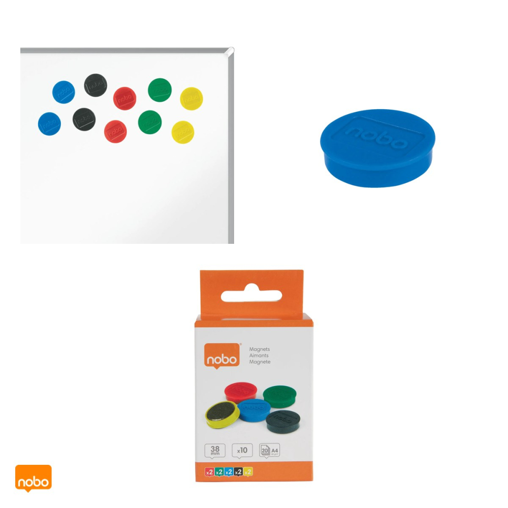 Set 10 magneti Nobo, pentru whiteboard, 38 mm, culori asortate [5]
