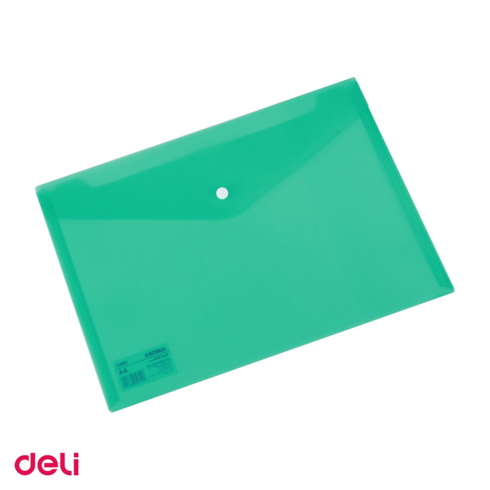 Set 10 mape Deli A4, din plastic, 1 compartiment, buton, verde [4]
