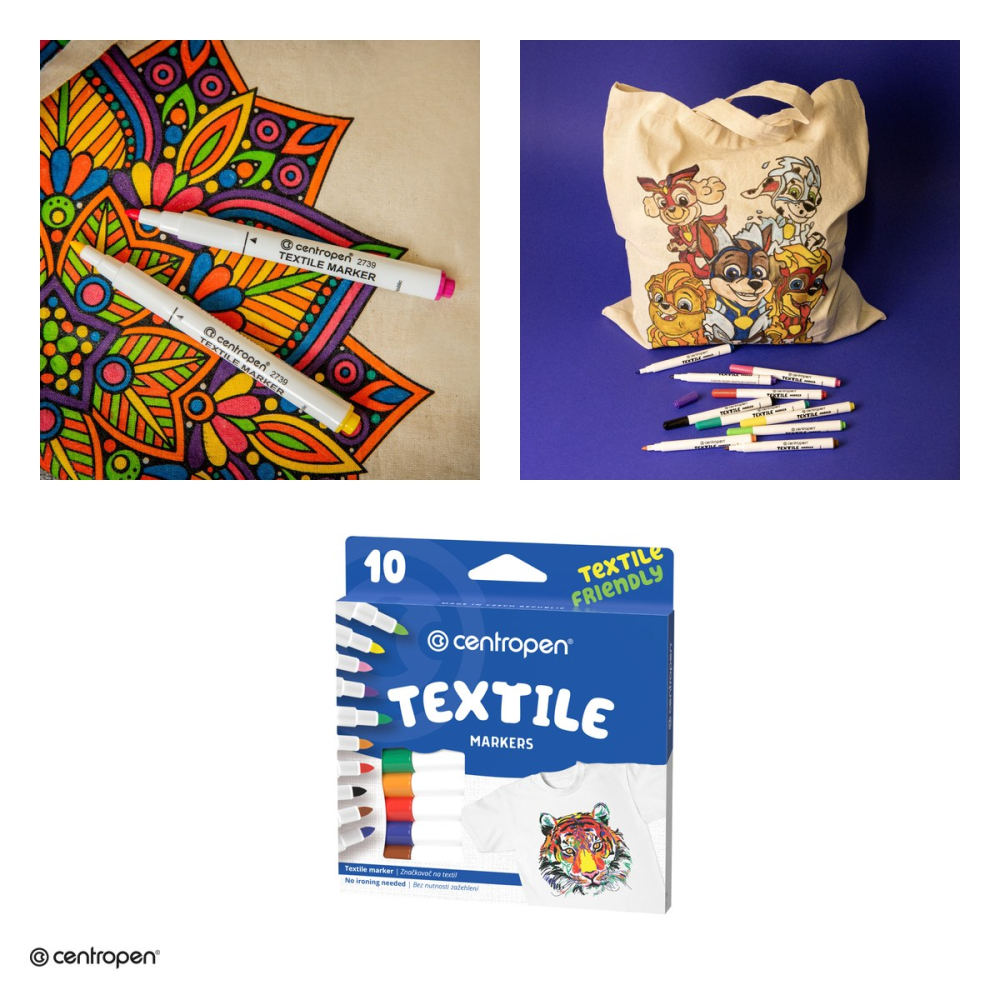 Set 10 markere pentru textile Centropen 2739, varf rotund 1.8 mm, 10 culori [4]