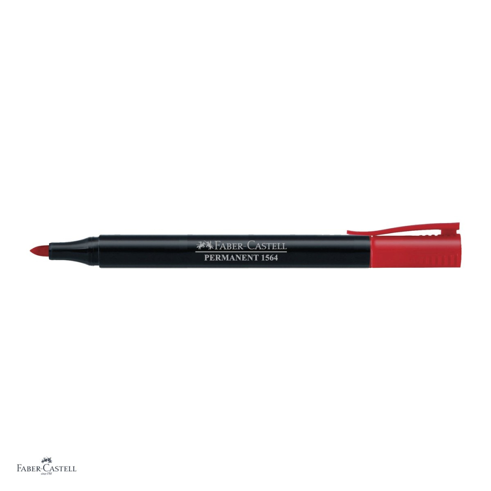 Set 10 markere permanente Faber-Castell Slim Permanent, varf rotund fin, pentru majoritatea suprafetelor, rosu [4]