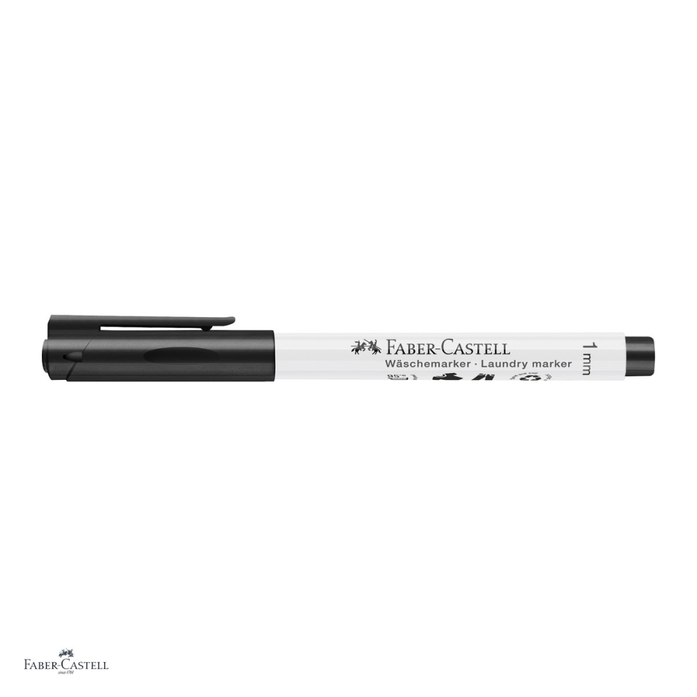 Set 10 markere textile Faber-Castell, varf rotund slim 1 mm, negru, permanent [5]