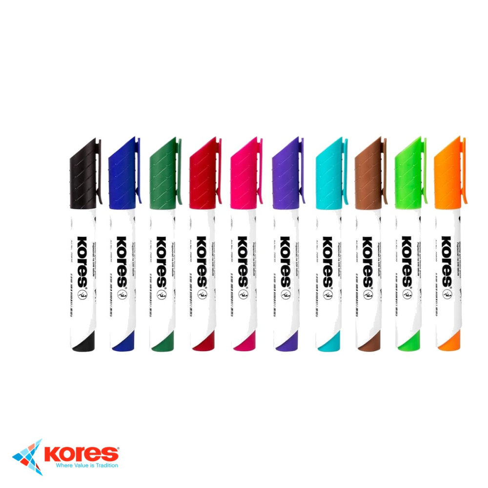 Set 10 markere whiteboard Kores, varf 3mm Easy Flow, culori vii, pentru whiteboard si flipchart [5]