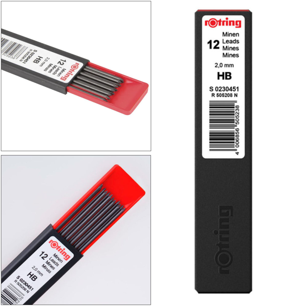 Set 10 mine creion 2.0mm HB cu Rezistenta Exceptionala la Rupere, pentru Scriere si Marcaje Vizibile, in Etui Protector Rotring [5]