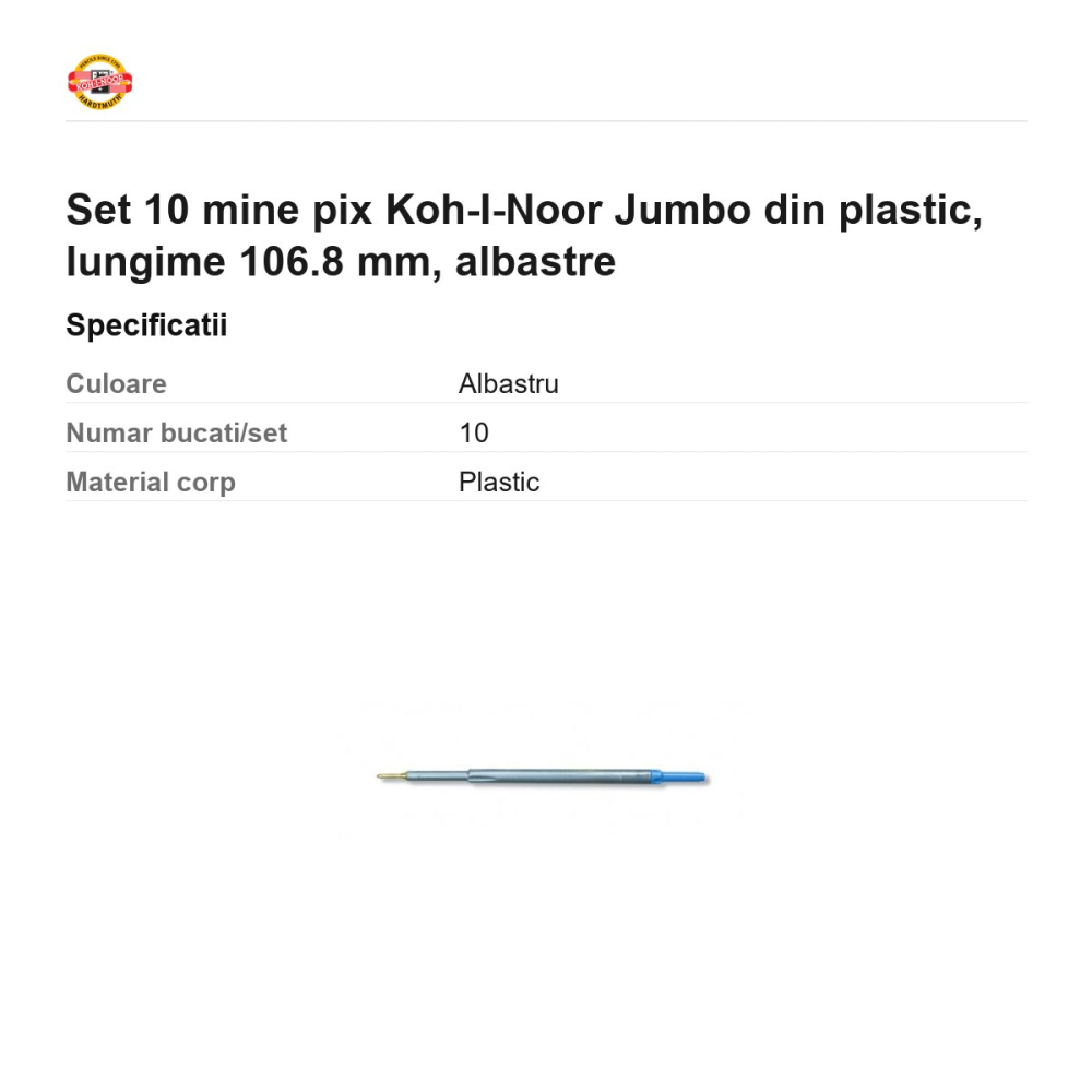 Set 10 mine pix Koh-I-Noor Jumbo din plastic, lungime 106.8 mm, albastre [3]