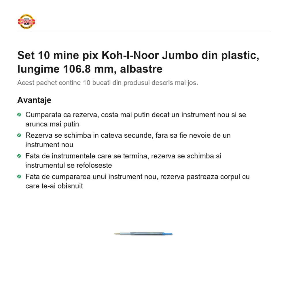 Set 10 mine pix Koh-I-Noor Jumbo din plastic, lungime 106.8 mm, albastre [2]