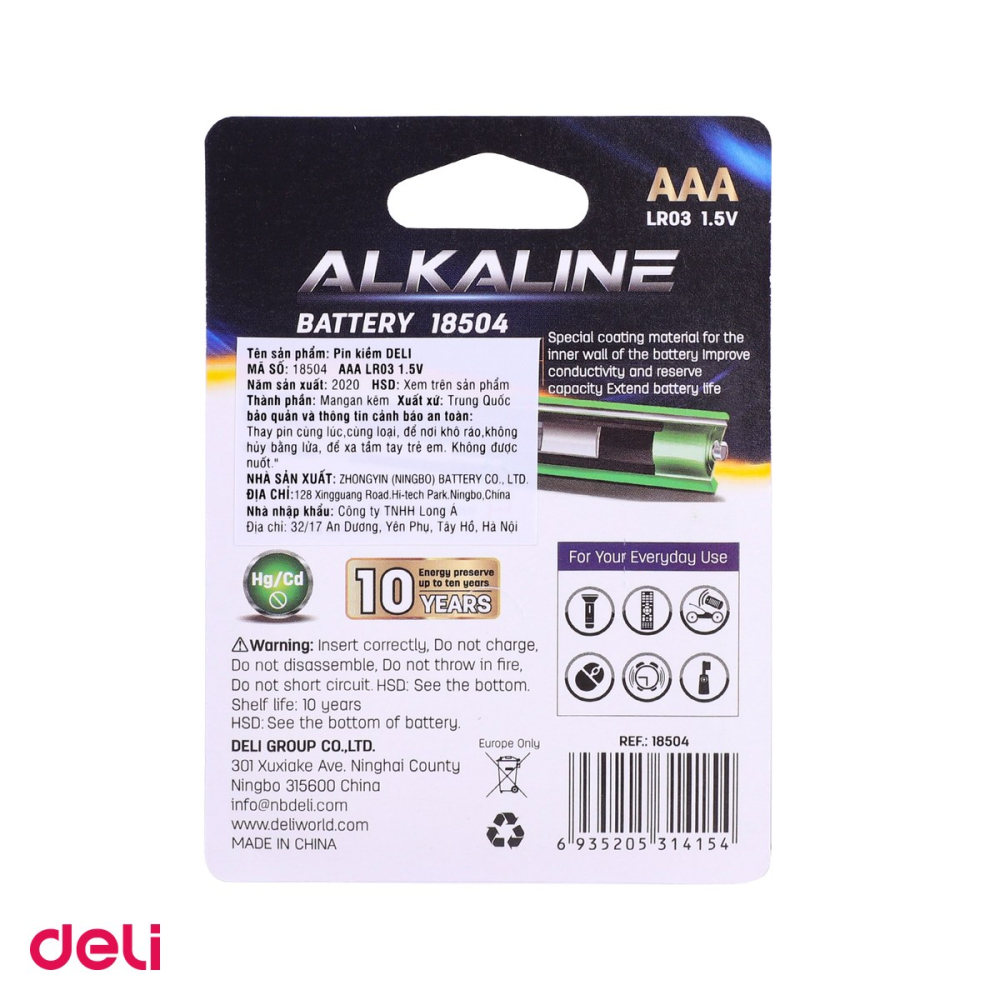 Set 10 pachete baterii alcaline Deli AAA R3, 2 bucati pe pachet [4]