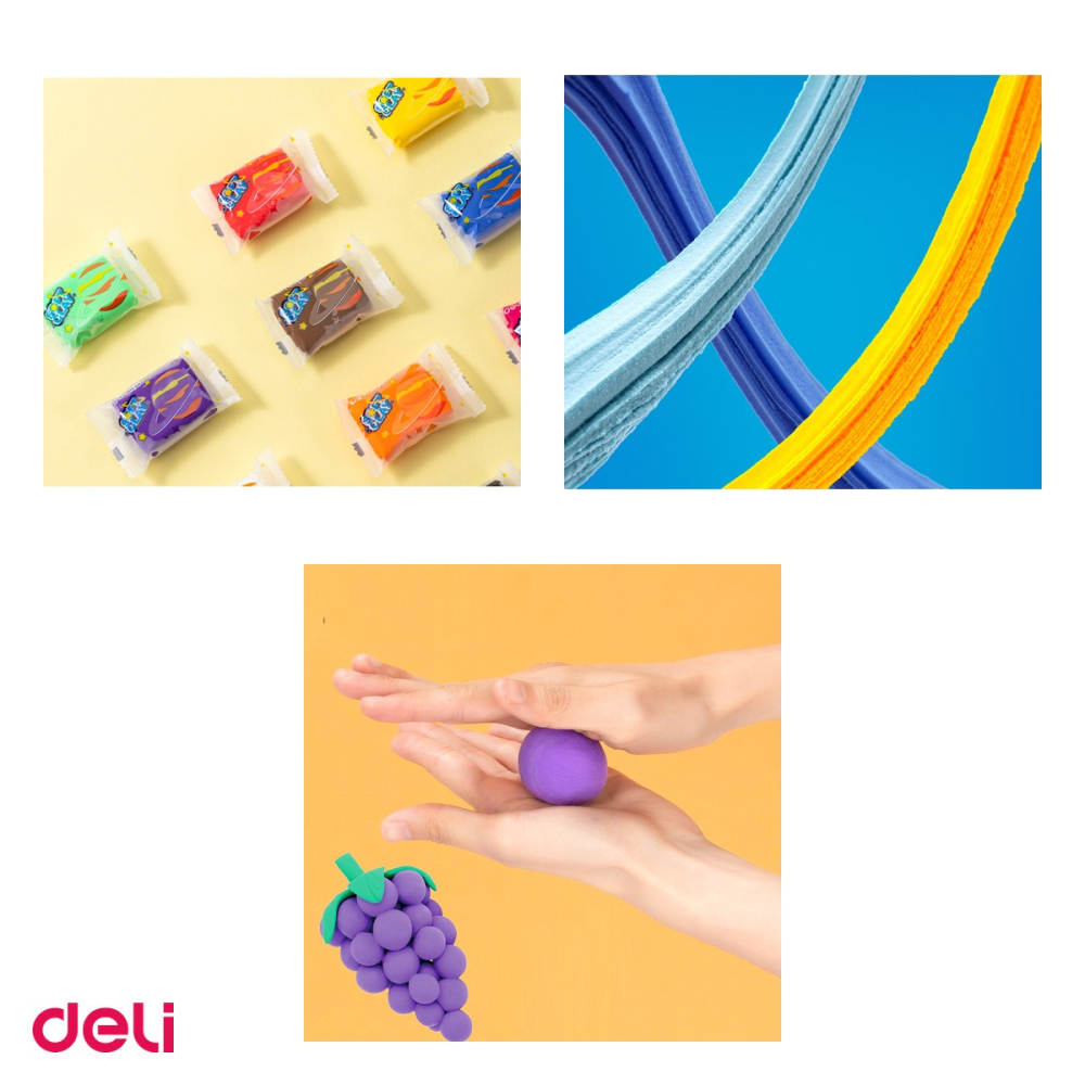 Set 10 pachete x 12 plastiline Deli Soft Clay, 12 culori, 720 g, asortate [4]