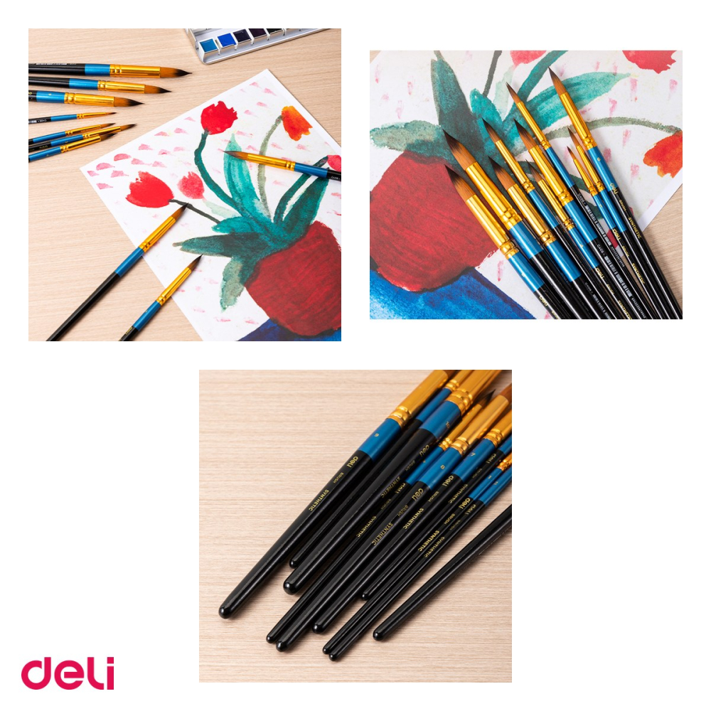 Set 10 pensule Deli, cu varf rotund, no 10 [4]