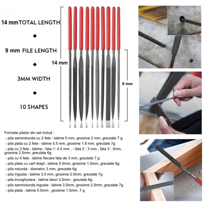 Set 10 pile mini, 140 mm x 3 mm, cu prindere izolata [5]