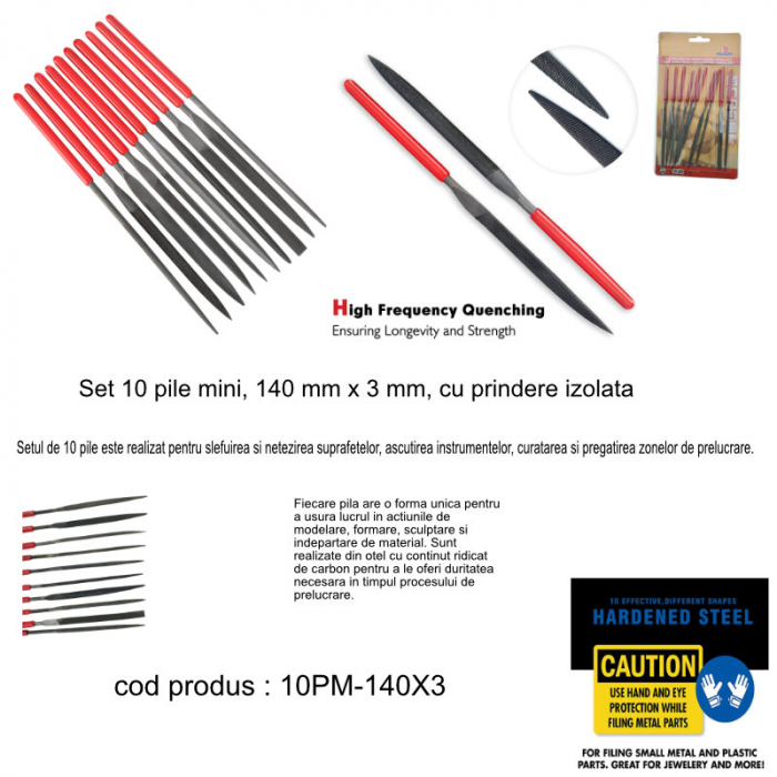 Set 10 pile mini, 140 mm x 3 mm, cu prindere izolata [4]