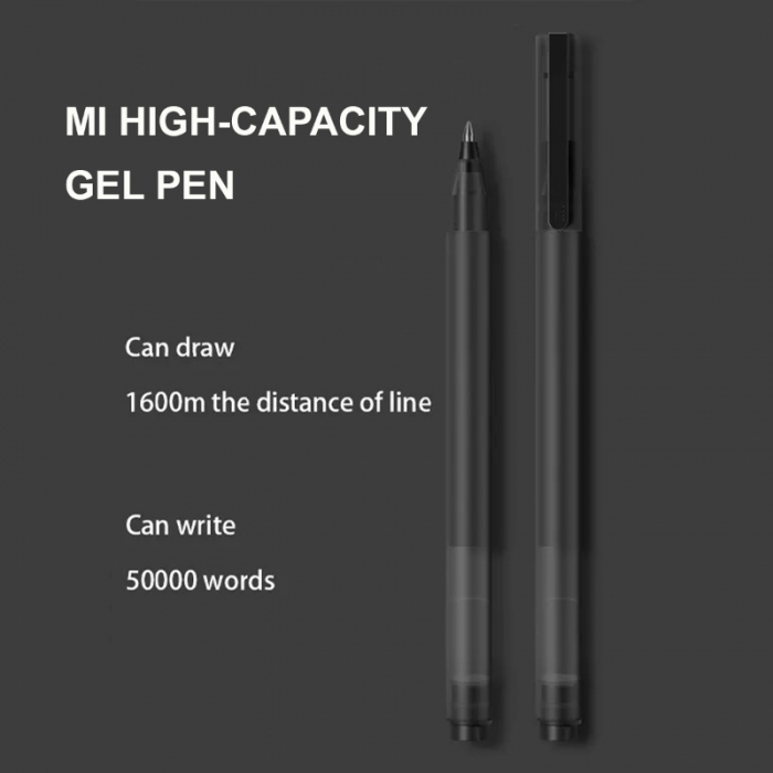Set 10 pix-uri cu gel negru, Xiaomi Mi High-capacity, varf 0.5mm, cu capac, in cutie [6]