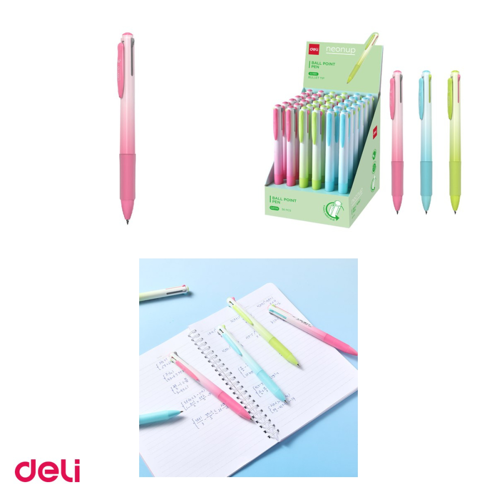 Set 10 pixuri cu gel Deli Neonup, cu 4 culori, cu mecanism, varf 0.7 mm [4]