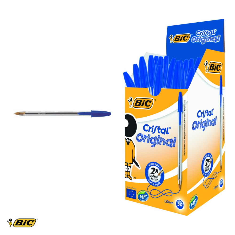 Set 10 pixuri de unica folosinta Bic Cristal Medium, varf 1.0 mm, cerneala albastra, corp transparent hexagonal [4]