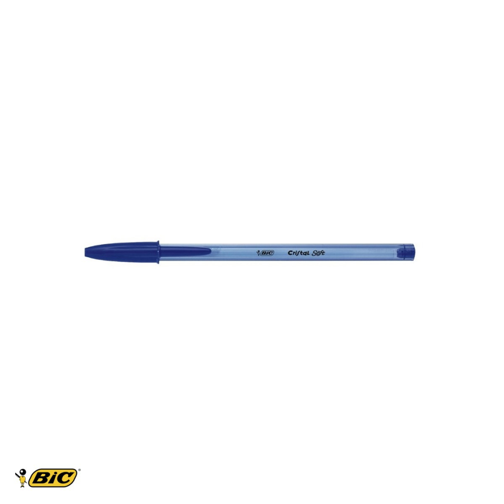 Set 10 pixuri de unica folosinta Bic Cristal Soft, corp hexagonal transparent, cerneala albastra [4]