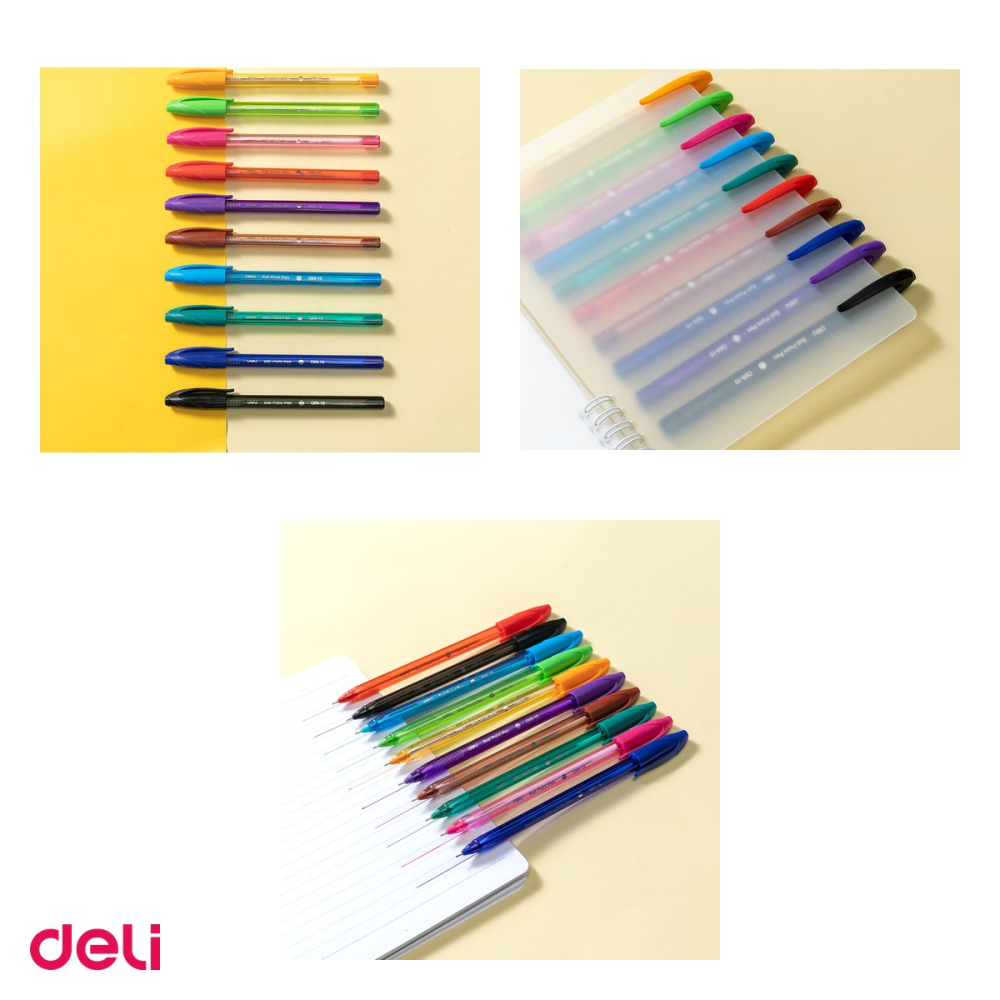 Set 10 pixuri de unica folosinta Deli Q69, varf 0.7 mm, culori diverse [4]